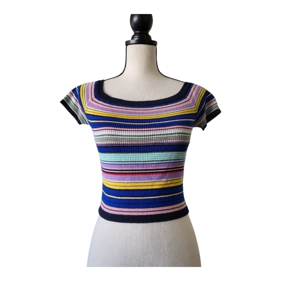 💕Vintage Y2k Charlotte Russe Stripped Baby Doll Top Size M - Picture 1 of 6